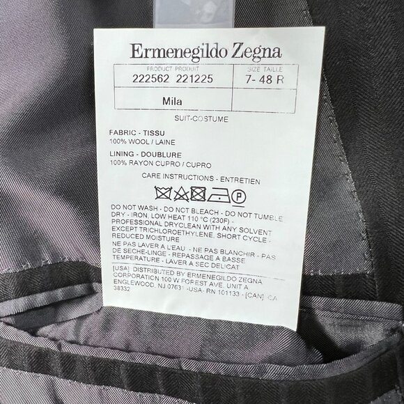 ERMENEGILDO ZEGNA Pin Stripe Two-Piece Wool Suit Trofeo 600 Gray 48R Italy - Picture 14 of 15